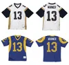 Maillots de football cousus 13 Kurt Warner 1999 2001 Mesh Legacy Retired Retro Classics Jersey Men Women 6xl