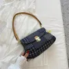 Hobo 2024 Luxury Designer Jeans Bag Vintage Mönster Kvinnors axelflik blixtlås denim handväska underarm shoppare tote