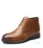 Laarzen merk drop heren odile patroon casual heren lederen enkel college style schoenen mode veter-up schoenen17013733