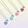 Luxury Jewelry Designer Women Necklace Alphabetic Double Heart Necklace Red and Green Pink Dips Oil Heart Necklace Gift9407099