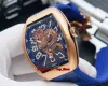 6 style luxe de haute qualité V45 Yachting Dragon King King Rose Gold Automatic Mens Watch Dragon Blue Dial Rubber STRAP GRENT
