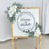 Decorative Flowers 2PC Artificial Wedding Arch Kit Boho Dusty Rose White Pink Eucalyptus Garland Drapes For Decoration Welcome Sign