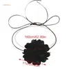 Choker satins pioen bloemen nekband temperament lange kanten nek ketting sieraden