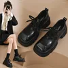 Dress Shoes British Fashion Women Derby Square Toe Platform Oxford Dikke Soled Female Luxury Loafers Zapatillas Mujer Tacon