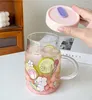 Wine Glasses Heat-resistant Glass Cup Cartoon High Appearance For Girls With Lid And Handle Thick Straw Portable Coffee