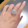 Anillos de clúster Spring Qiaoer 925 Corte ovalado de plata esterlina 10 12 mm de labio de zafiro anillo espumoso para mujeres joyas de compromiso de boda