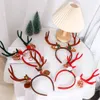 Korean New Cute Christmas Elk Headband Large Antlers Hairbands Girls Plush Ball Pine Cones Hair Hoop Women Hair Accessories