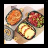 Servis Bento Lunch Box stapelbar 3 nivåer vuxna barn läckfast bärbar (blå)