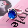 Cluster anneaux 925 Silver Sterling pour accessoire de fiançailles de mariage Femmes Blue Autrichie Crystal Ring avec bague de zircon cube Femme