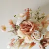Champagne Artificial Silk Flowers for Home Wedding Christmas Decor Bedroom Centerpiece Table Arrange Bride Holding Fake Bouquet