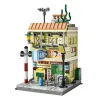 4 en 1 Mini City Street View Blocs Building Blocs Barber Shop Madware Store Modèles de dépanneur Modèles Bricks Children Toys Cadeaux