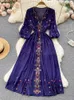 Lente zomer Boheemse jurk retro etnische stijl borduurwerk vneck taille aline seeded vakantie swing longvestidos g12 240412