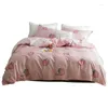 Beddengoed sets 21 4pcs/set zoete perzik thema comfortabel katoenen set bed dekter voor vrouwen kawaii meisje dekbedovertrekplaatje