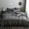 Bedding Sets Dirty-resistant Black Plaid Dormitory Quilt Cover Sheet Pillowcase 3PC Set Nordic Style Simple Gray 4PC