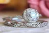 Unika vintage smycken 925 Sterling Silver Oval Cut White Topaz Cz Diamond Gemstones Par Ring Women Wedding Flower Bridal Ring 9177616