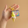 Butter Glass Pig Animal Keychain Pendant Delicate Lovely Pet Frog Panda Doll Stack Game Keyring Bag Trinket Gift