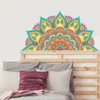 Adesivos de parede de lótus de mandala coloridos, decoração da sala de casa, meditação, adesivos de adesivos, pôster de estúdio de ioga