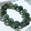 Link Bracelets Natural Green Crystal Bracelet Dark 108 Tourmaline Ghost For Men And Women