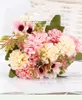 Flores decorativas 15 Flor Head Hydrangea White Rose Peony Wedding Small Bouquet