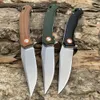 Tunafire GT958 black/green/brown High end linen fiber handle D2 Steel camping outdoor fishing knife with ball bearing