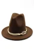 Brede rand hoeden vrouwen mannen wol vilt jazz fedora panama stijl cowboy trilby feest formele jurk hoed groot formaat geel wit 5860 cm a6953085