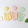 Baby Rompers Ubrania dziecięce niemowlęta kombinezon Summer Thin Noworodka Ubranie z kapeluszem różowy żółty zielony v9xh#