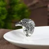 Black 925 Sterling Silver Eagle Head Ring For Men Boysopen et réglable240412