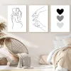 Linea bianca Black Coppia Wall Art Canvas dipinto Linea disegno a mano amore poster e stampe Nordic Picture soggiorno decorazioni