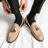 Casual Shoes Włoska marka Cowhide zamsz w skórce skóra wysokiej jakości męskie mokasyny w stylu brytyjski Flat