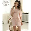 Hemkläder Bey Yan Summer Miss Pyjamas Sweet Girl Cotton Furnishing Dress tunn kort ärmdräkt.