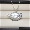 Colliers pendants Natural Baroque Pearl S925 Collier Sier Sier pour femmes Bee Pig Wedding Handmade Christmas Gift Drop Dhgarden DH2PK