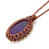 Подвесные ожерелья Кристаллическое плетеные колье для женщин натуральный камень аметист розовый кварцевый ручная ручная веревка
