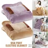 Blankets Heated Plush Blanket Soft Electric USB Winter Warm Sofa Office Cover Leg Scarf Women
