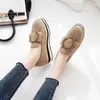 Casual schoenen Brogues Winter vrouw Crystal Buckle Platform Derby vrouwelijke comfortabele pluche klimplanten warme loafers vrouwen