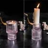 Clear Double Head Candle Holder Decorative Art Crafts Accessory for Home Festival Wedding Party Decoration