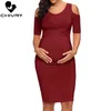 Abiti di maternità Chivry Nuove donne di maternità Donne in gravidanza Abiti Mama vestiti OG SOLID SEXY OFF SHOE BODYCON DONNA CASCURA DONNE CASUALE CHUAdS 24412