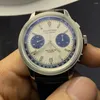 Zegarek 40 mm 1963 Męski zegarek Panda Tianjinst1901 Manual Noating Chronograph Ruch Bubble Mirror Na rękopis C3 Luminous Męska moda