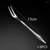 Forks da 6 pezzi Set da dessert con supporto per cigno Creative Silver Fruit Fork inossidabile per la festa di Natale del Ringraziamento