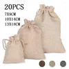 Storage Bags 20Pcs Natural Linen Gift Wedding Party Pouch Candy Beads Favor Holder Drawstring Jewelry Muslin Christmas