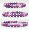 Strand Natural Lepidolite Beads Браслет хрустальный камень мода мода сеть женщин, мужчины, сладкие Reiki Healing Brangle Jewelry подарок