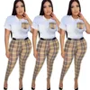 Nowe damskie dresy dla kobiet swobodne modne garnitur T-shirty Pants 2-częściowy scenariusz projektant Slim Fit Sports Zestaw Q6099