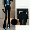 Pants Korean Style Vintage Slim Autumn Pants High Waist Casual Flare Pants Female Fahsion Sweet Button Closed Wide Leg Trousers Pants