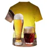 3D 티셔츠 남자 캐주얼 티 셔츠 재미있는 맥주 프린트 티셔츠 남자 여름 스타일 파티 탑 커플 탄성 티셔츠 거리웨어
