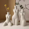 Vases Home Decoration Human Body Plastic Arts Vase Ceramic Sculpture White Flower Floreros Decorativos Moderno