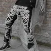 Jeans High Wear /Street Patchwork Street Street Bandage pantaloni per pantaloni maschili maschi pantaloni slim casual 2024 marea di moda streetwear