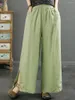 Pantalones de mujeres Arte retro Algodón bordado de estilo bordado y lino ELÁSTICO SUMELA SELECH SPAY CORTIAL CORTIVO Z341