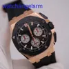 AP Crystal Wrist Watch Men's Watch Men's Royal Oak 26420ro Black Disc Chronograph Gold Orologio Orologio Meccanico Swiss Swiss Luxuria Sports Sports Orologio Full Diametro 43mm