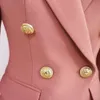 Women's Jackets Star Style Jacket Coat Metal Lion Head Button Double Breasted Slim Fit Suit Bean Sand