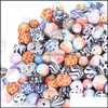 Other 14Mm Hexagon Sile Beads Food Grade Terrazzo Leopard Print Teething Baby Chewable Teether Diy Pacifier Chain Necklace Chewelry D Dhsav