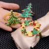 Christmas Napkin Rings Holders Metal Xmas Tree Elk Napkin Buckle For Christmas Dinning Table Ornament Home Kitchen Accessories